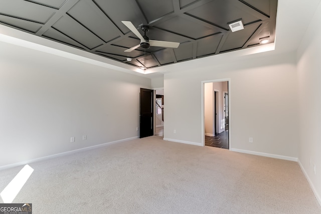 unfurnished room featuring carpet flooring and ceiling fan