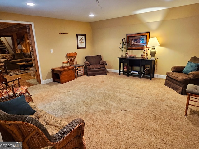 interior space featuring carpet