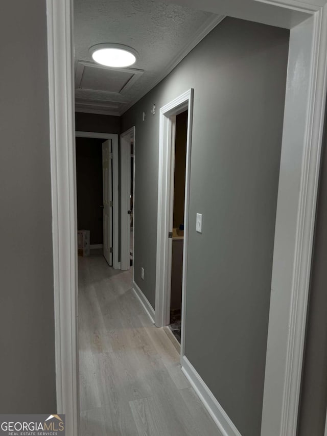 corridor with light hardwood / wood-style floors