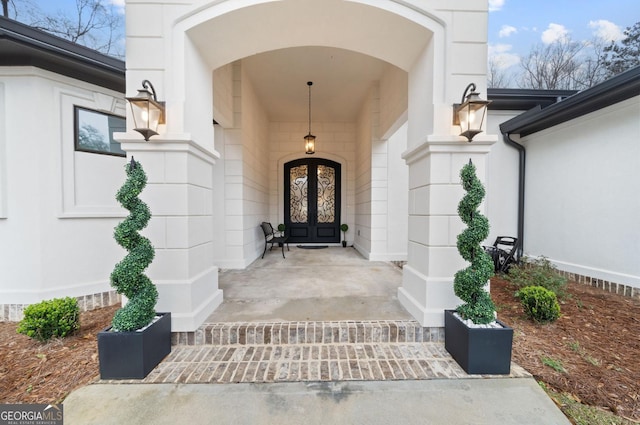 view of exterior entry with french doors