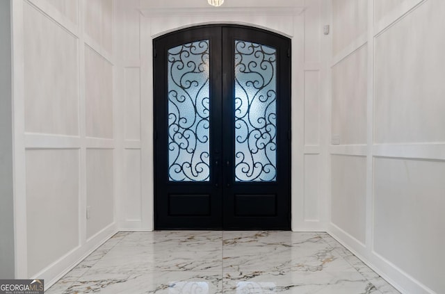 entrance foyer with french doors