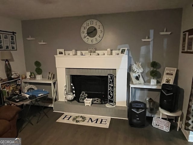 living room with hardwood / wood-style flooring