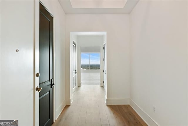 hall with light hardwood / wood-style flooring