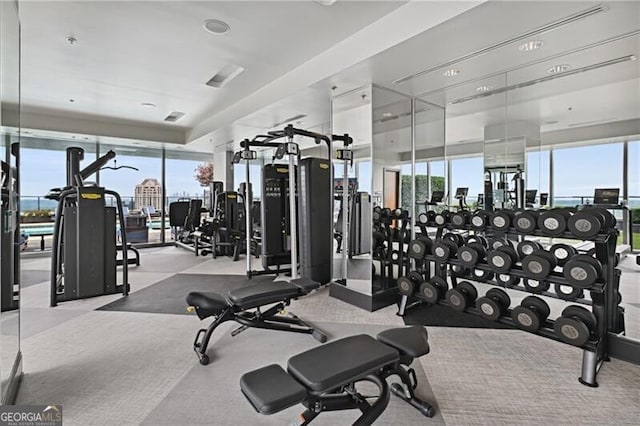 3630 Peachtree Rd Unit Ph3302, Atlanta, GA 30326 - gym featuring carpet flooring