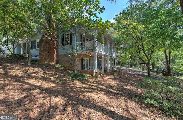 view of property exterior featuring stone siding