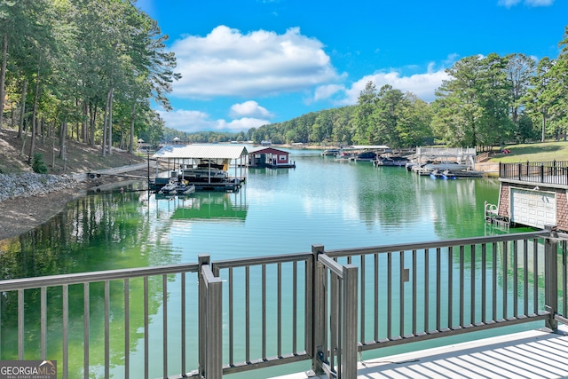 dock area featuring a water view