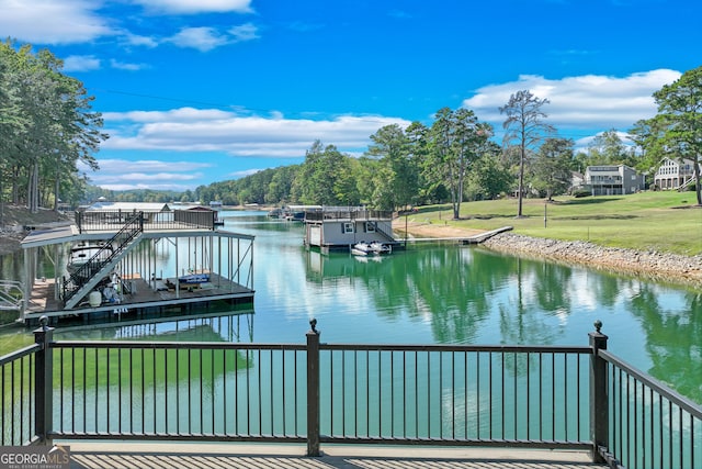 view of dock featuring a water view