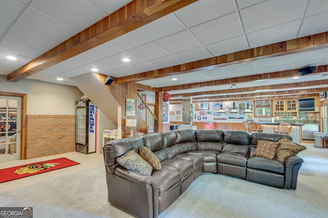 living room featuring light tile patterned floors