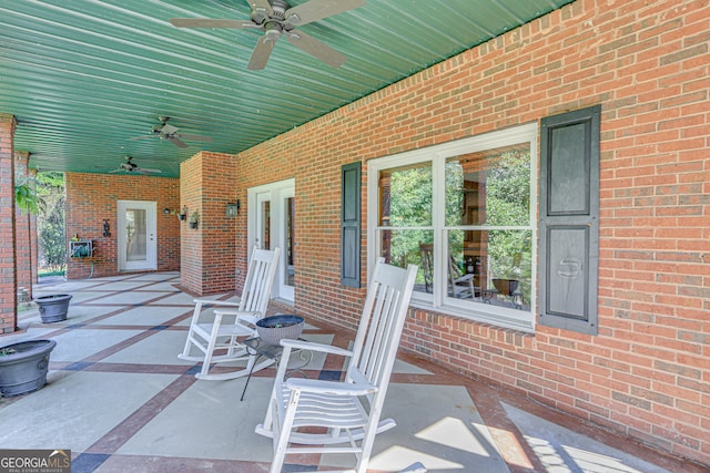 view of patio / terrace with ceiling fan