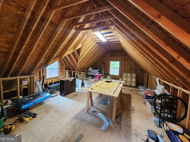 view of unfinished attic