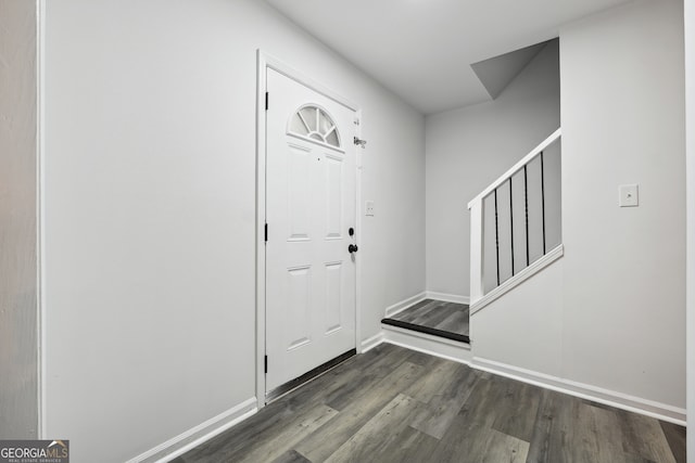 entrance foyer with dark wood-type flooring