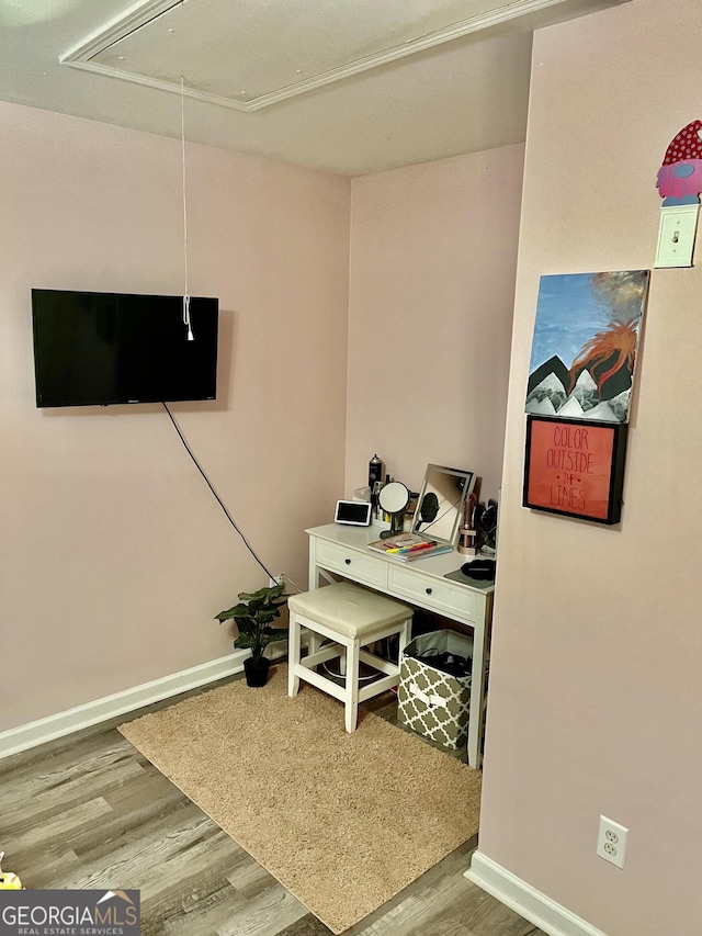 office space featuring hardwood / wood-style floors