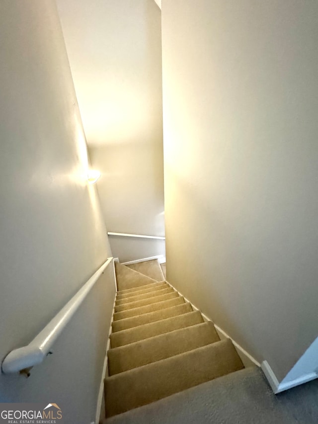 stairway with carpet flooring