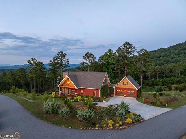 view of front of house with a mountain view