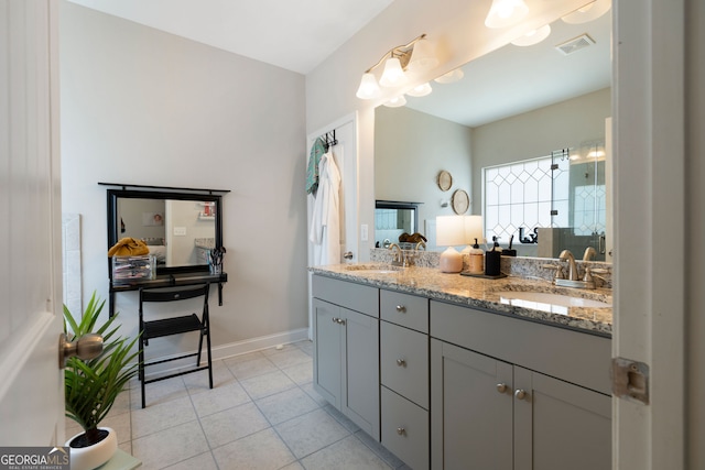 bathroom with vanity and tile patterned floors