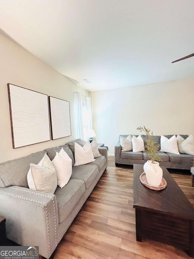 living room featuring light wood-type flooring