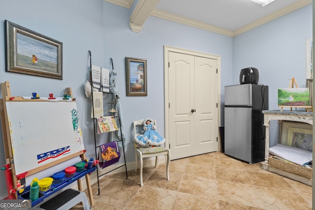 interior space with crown molding