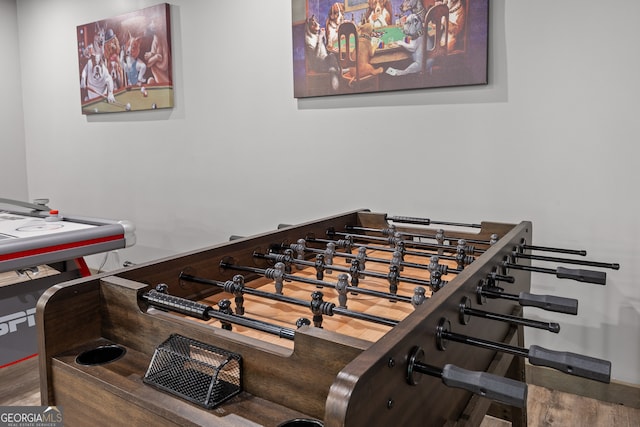 playroom featuring wood-type flooring