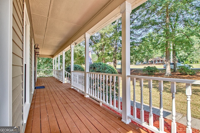 deck featuring a porch