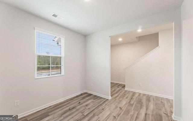 empty room featuring light wood-type flooring