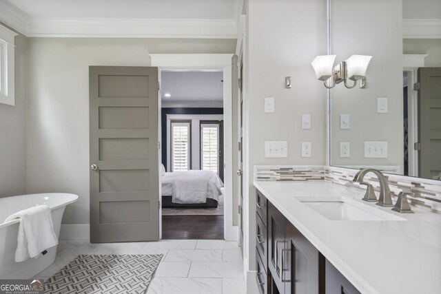 bedroom featuring crown molding, dark wood-type flooring, and a chandelier