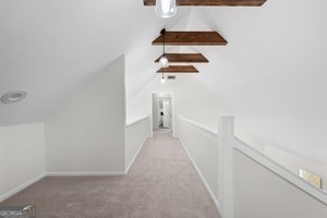 bonus room with carpet flooring, lofted ceiling, and ceiling fan