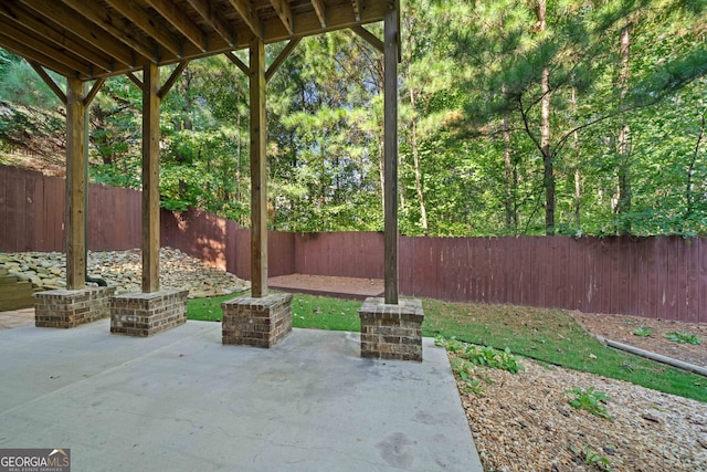 view of patio featuring a fenced backyard