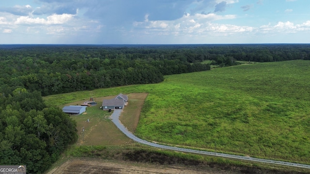 drone / aerial view with a rural view