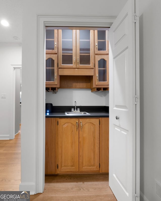 kitchen featuring light wood-type flooring and sink