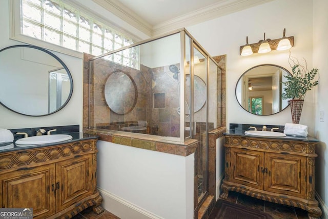 bedroom featuring crown molding, light hardwood / wood-style flooring, and ceiling fan