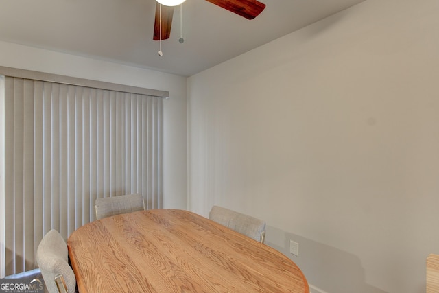 dining area featuring ceiling fan