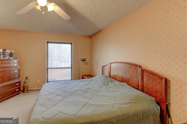 bedroom with carpet floors and ceiling fan