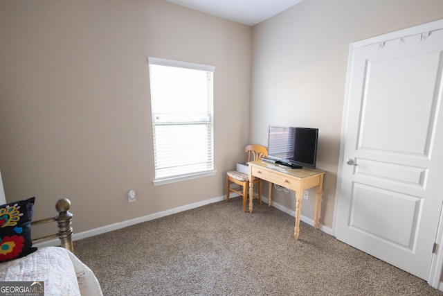 view of carpeted office space