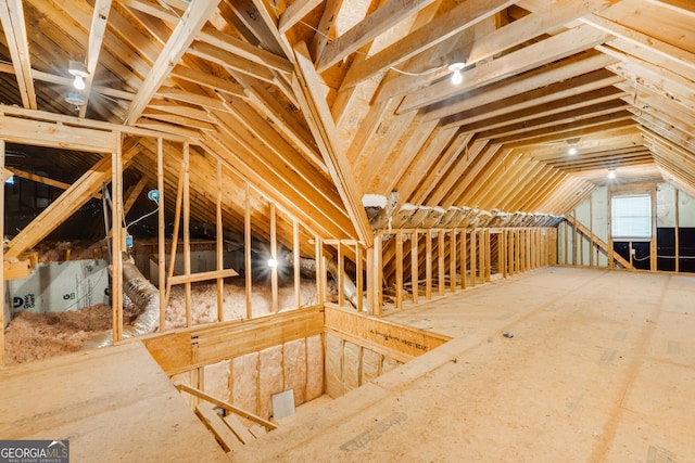 view of unfinished attic