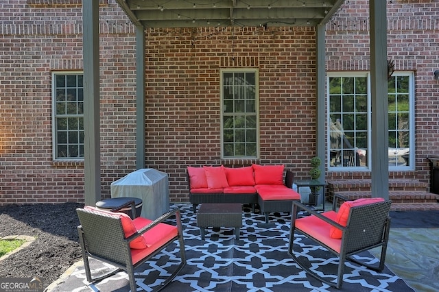 view of patio with an outdoor living space