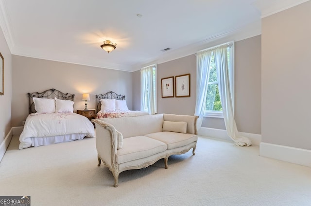 9620 Cedar Grove Rd, Fairburn, GA 30213 - carpeted bedroom with crown molding and baseboards
