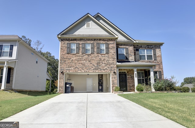 craftsman house with a garage and a front yard