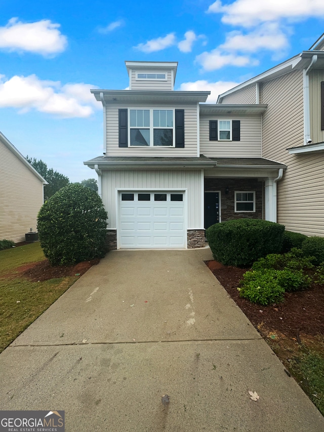 view of front of house with a garage