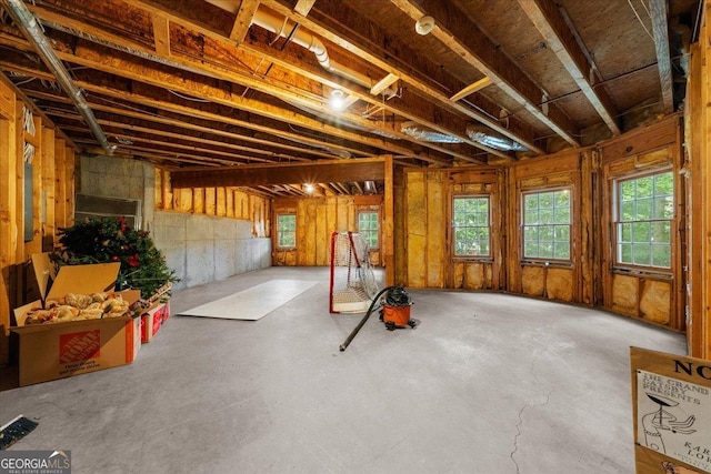 basement featuring plenty of natural light