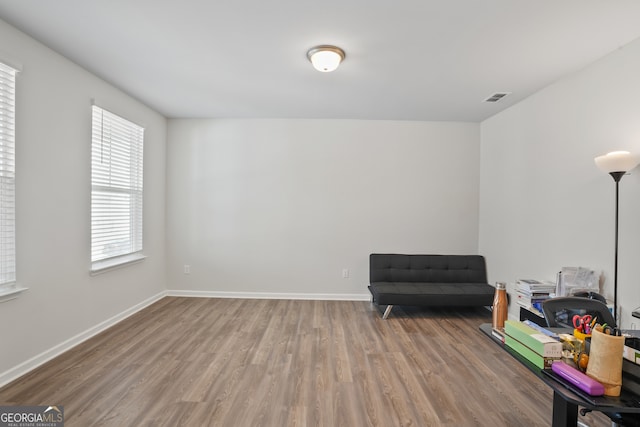 sitting room featuring wood-type flooring