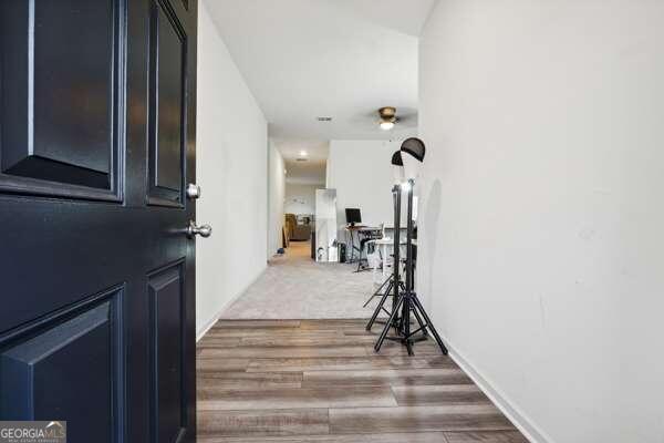 foyer entrance featuring wood-type flooring