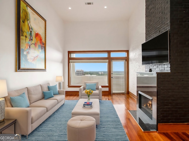 living room featuring light wood-type flooring