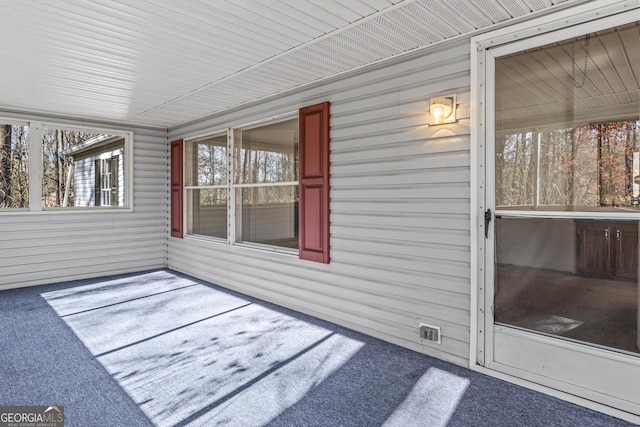 view of unfurnished sunroom