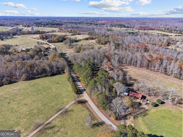 aerial view with a rural view