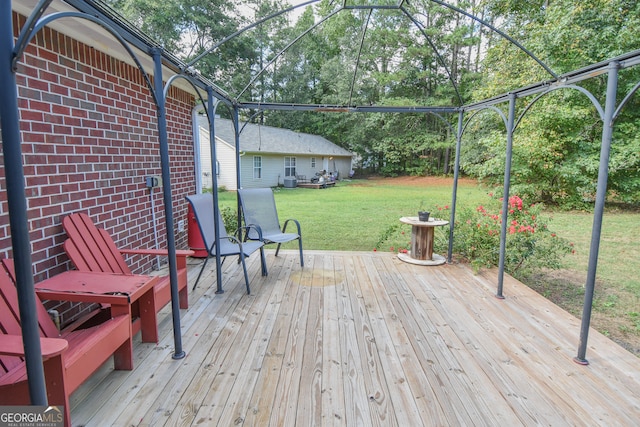 deck with a yard