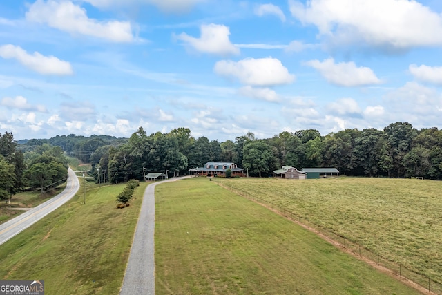 bird's eye view featuring a rural view