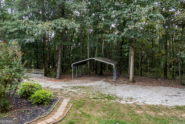 view of yard featuring a carport