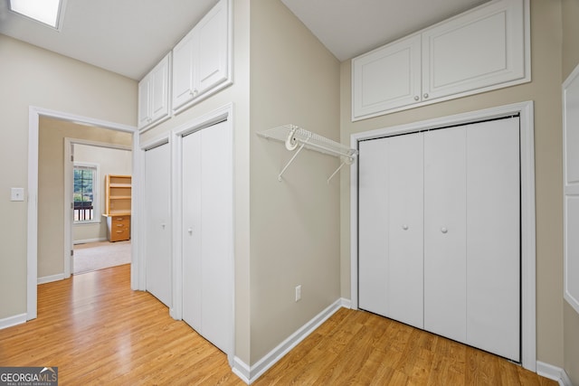 interior space with light hardwood / wood-style floors