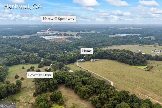 drone / aerial view featuring a rural view