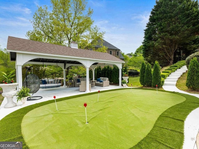 view of community with a gazebo and a patio area